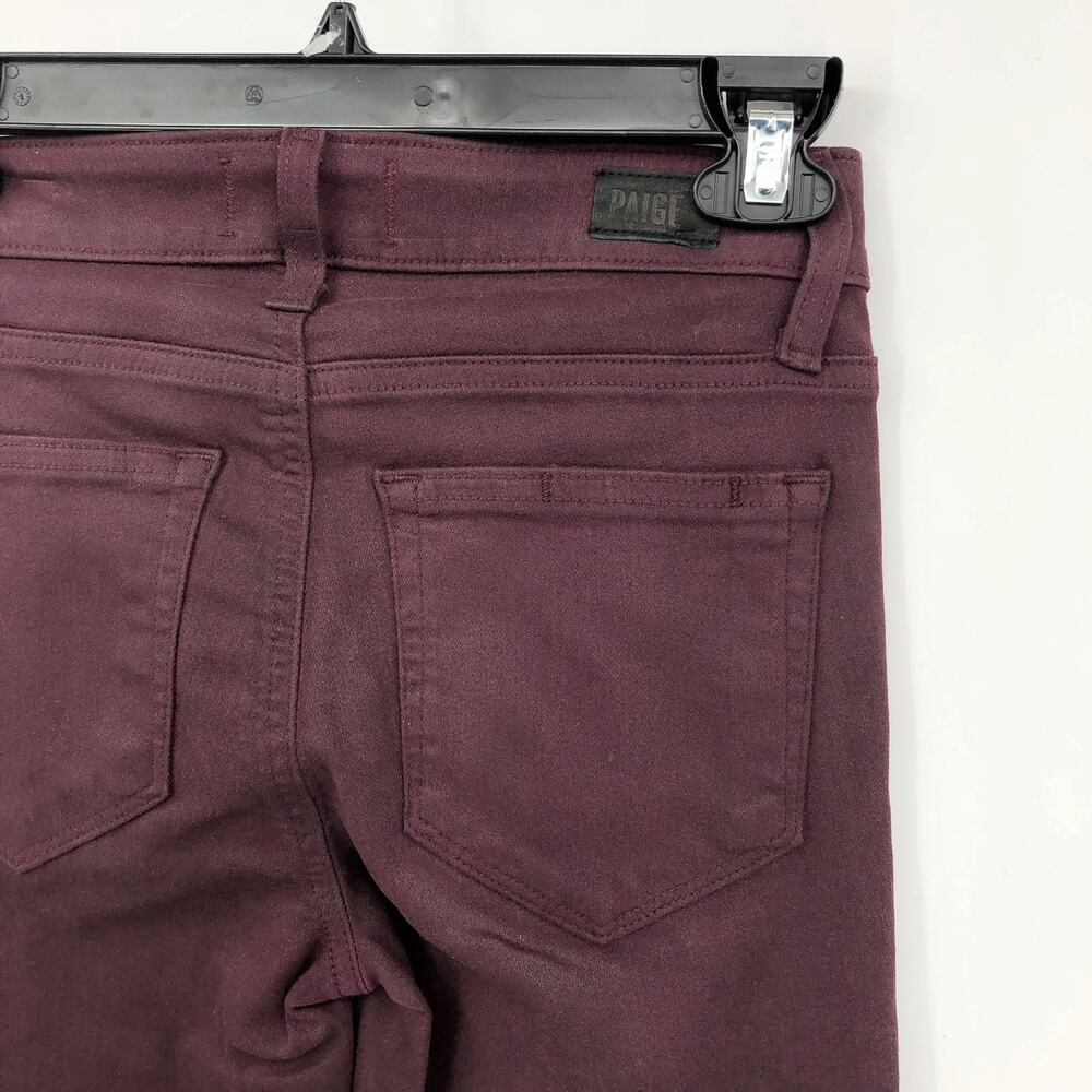 PAIGE Women's Verdugo Ankle Skinny Jeans 24 00 Dark Red Coated Mid Rise NWOT - Picture 8 of 12